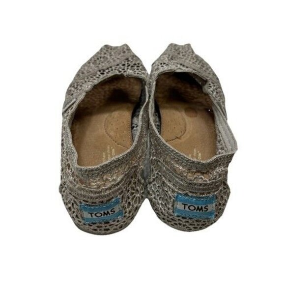 TOMS Women's Open Lace Crochet Cream/Tan Slip On Espadrilles Shoes Flats sz 7.5 - Picture 6 of 10